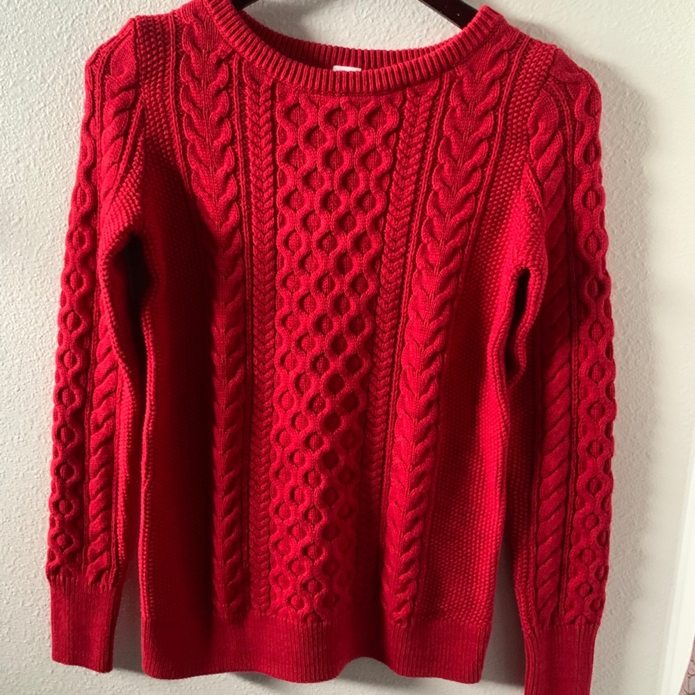 GAP Cable Knit Crewneck Red Sweater - XS